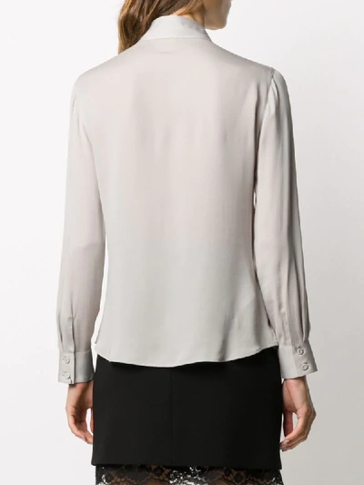 Shop Giorgio Armani Long-sleeved Silk Shirt In Grey