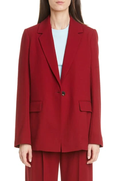 Shop Rosetta Getty Straight Wool Blazer In Burgundy