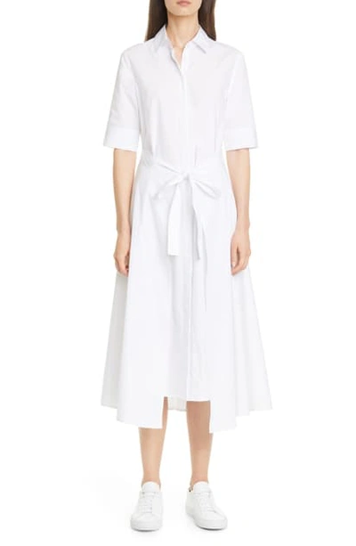 Shop Rosetta Getty Apron Wrap Midi Shirtdress In White
