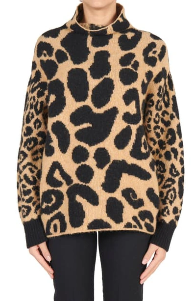 Shop Stella Mccartney Leopard Cotton Blend Sweater In Camel