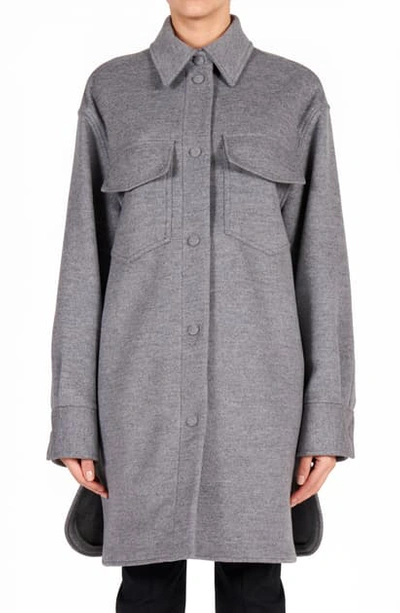 Shop Stella Mccartney Kerry Oversize Wool Utility Coat In Light Grey Melange
