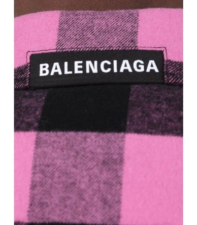 Shop Balenciaga Pink And Black Plaid Print Shirt