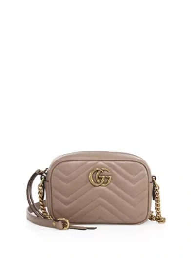 Shop Gucci Mini Chevron Leather Camera Bag In Antique Rose