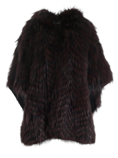 Shop Simonetta Ravizza Tessa1 Fox Fur Poncho In Brown