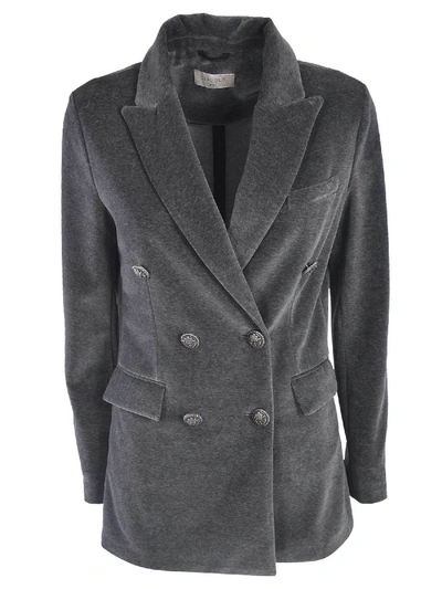Shop Circolo 1901 Double-breasted Jacket In Grey Velvet