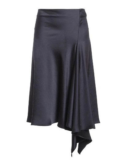 Shop P.a.r.o.s.h Fluid Cady Skirt In Black In Grey