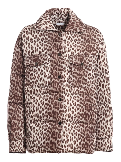 Shop P.a.r.o.s.h Animal Print Down Jacket In Beige