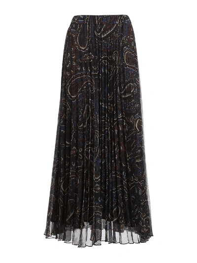 Shop P.a.r.o.s.h Paisley Print Pleated Skirt In Brown