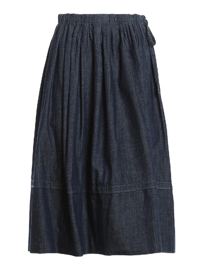 Shop Marni Denim Full Skirt In Blue
