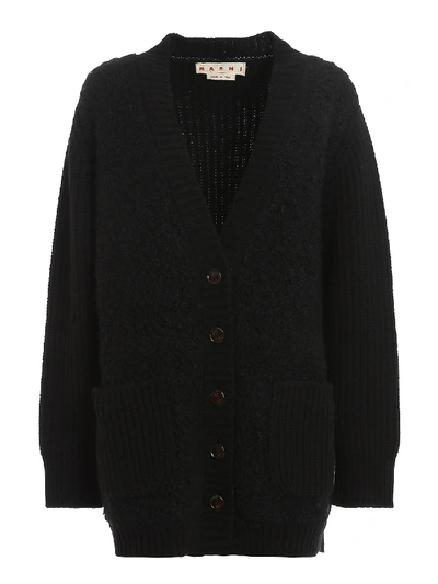 Shop Marni Wool, Mohair And Cashmere Blend Cardigan In Black