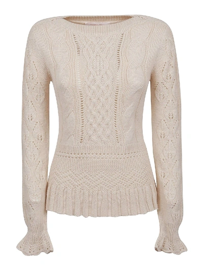 Shop See By Chloé Pointelle-knit Sweater In Cream Color