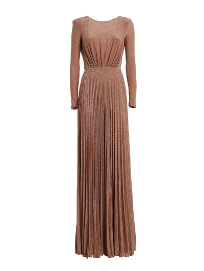 Elisabetta Franchi Chain Detail Laminated Jersey Dress In Brown | ModeSens