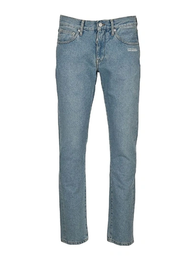 Shop Off-white Faded Denim Jeans In Light Blue