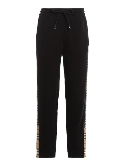 Shop Burberry Checkford Tracksuit Bottoms In Black