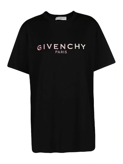 Shop Givenchy Black T-shirt With Degradé Logo Embroidery