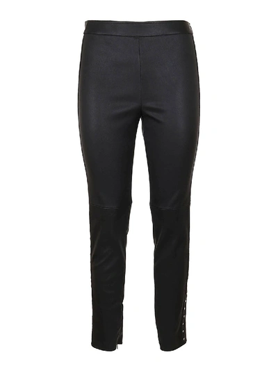 Shop Givenchy Black Leather Leggings With Studs