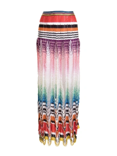 Shop Missoni Chevron Patterned Long Skirt Multicolor