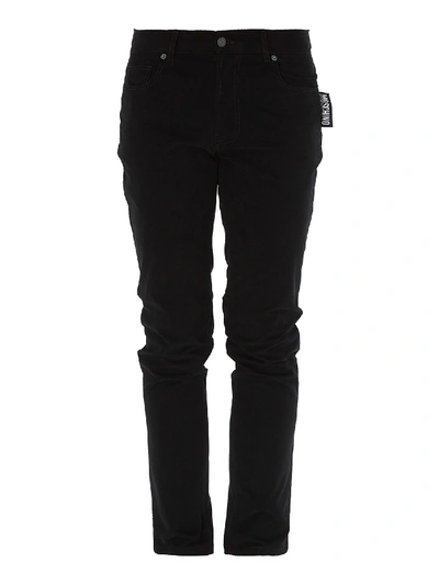 Shop Moschino Tapered Stretch Denim Jeans In Black