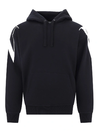 Shop Valentino Vltn Cotton Blend Hoodie In Black