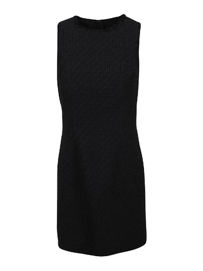 Shop Balmain Tweed Sleeveless Dress In Black