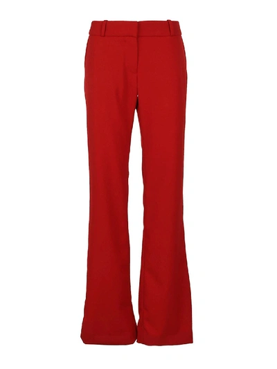 Shop Balmain Wool Flared Pants In Red