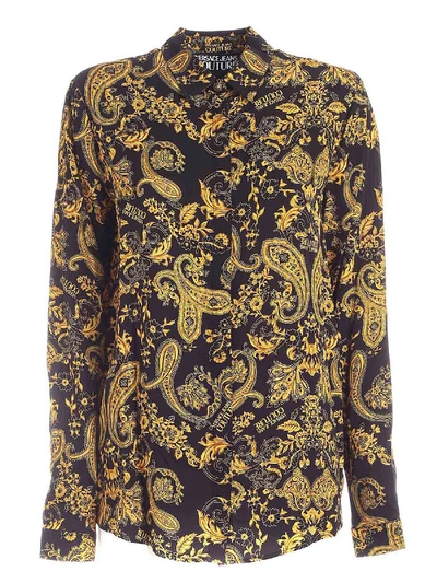 Shop Versace Jeans Couture Paisley Loop Print Shirt In Black