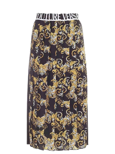 Shop Versace Jeans Couture Logo Baroque Print Skirt In Black