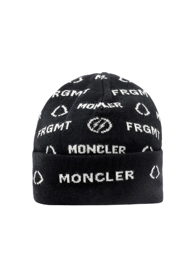 Shop Moncler Jacquard Logo Wool Beanie In Black