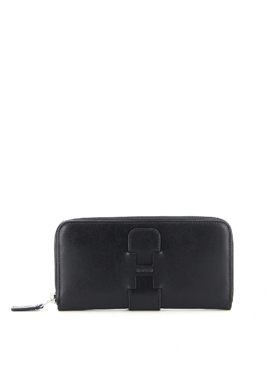 Shop Hogan Leather Continental Wallet In Black