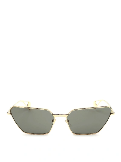 Shop Gucci Metal Frame Cat Eye Sunglasses In Gold Color