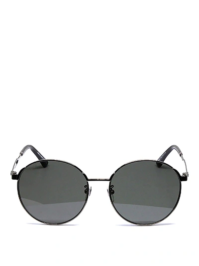 Shop Gucci Round Shaped Metal Sunglasses In Black