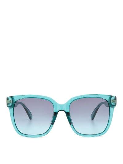 Shop Gucci Sunglasses With Light Blue Transparent Frame