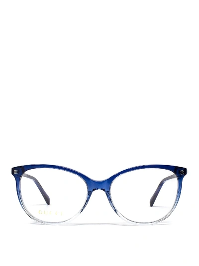 Shop Gucci Two-tone Acetate Oval Optical Glasses In Blue