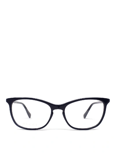 Shop Gucci Dark Blue Acetate Optical Glasses
