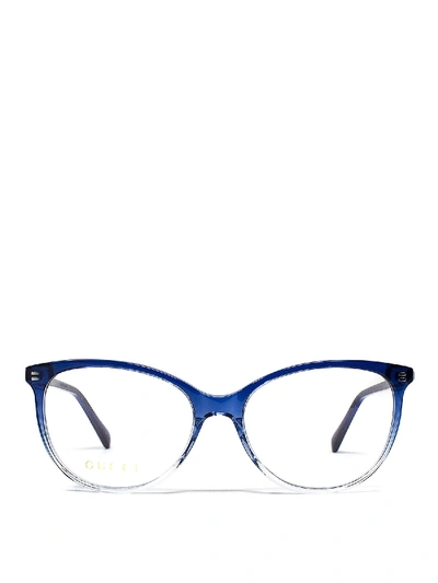 Shop Gucci Two-tone Acetate Oval Optical Glasses In Blue