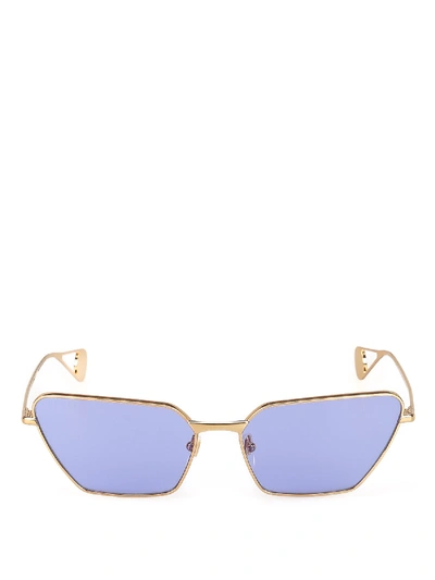 Shop Gucci Purple Lens Gold-tone Metal Sunglasses