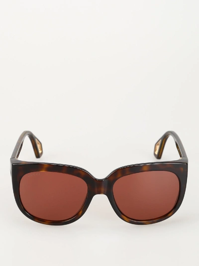 Shop Gucci Brown Over Sunglasses With Pinkish Lenses