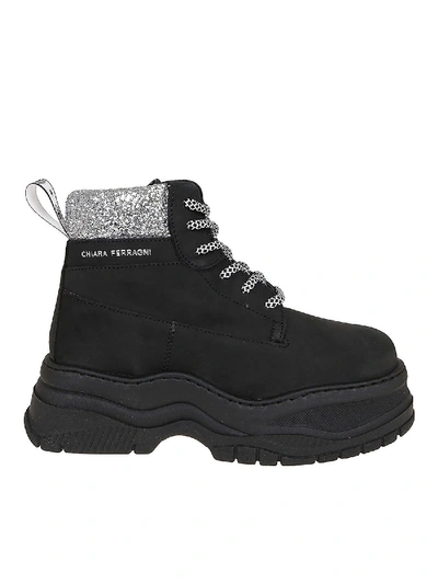 Shop Chiara Ferragni Glitter Detail Working Boots In Black