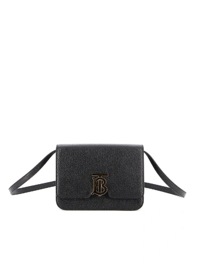 Shop Burberry Tb Small Grainy Leather Bag In Black