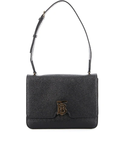 Shop Burberry Alice Hammered Leather Bag In Black
