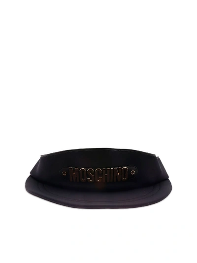 Shop Moschino Macro Visor Hat Belt Bag In Black