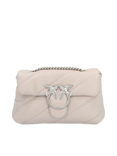Shop Pinko Love Mini Puff Quilted Bag In White