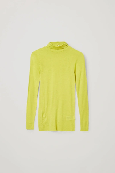 Shop Cos Fine Turtleneck Wool Top In Yellow