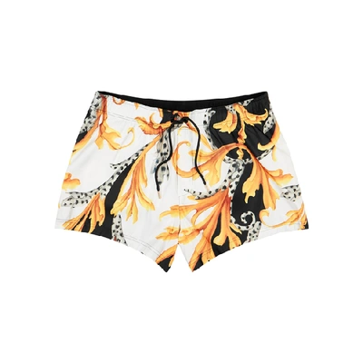 Shop Versace Baroque-print Shell Swim Shorts In Multicoloured