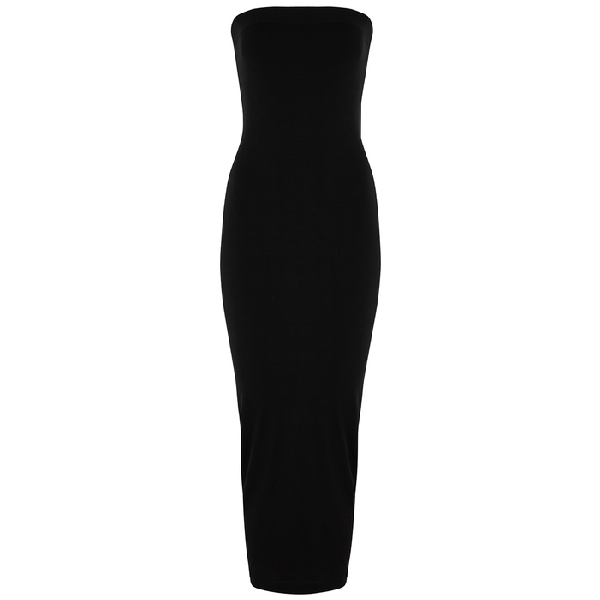 black stretch midi dress