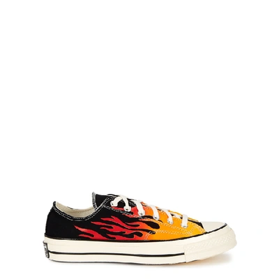 Shop Converse Chuck 70 Flame-print Canvas Sneakers In Black And Red