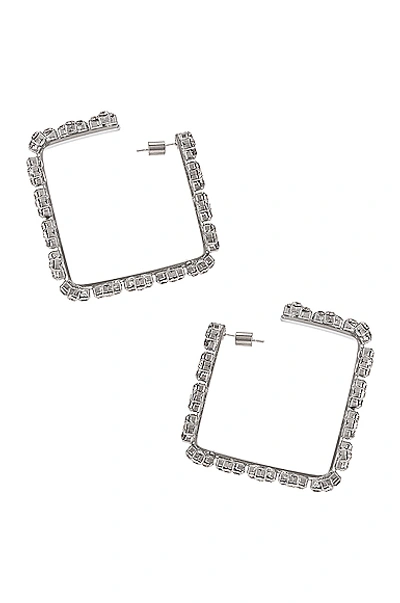 Shop Area Medium Square Hoop Blanket Stitch Earrings In Clear & Silver