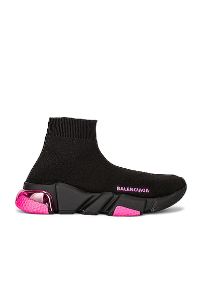 Shop Balenciaga Speed 运动鞋 In Black & Fluopink & Black