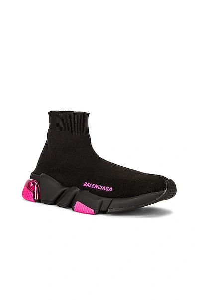 Shop Balenciaga Speed 运动鞋 In Black & Fluopink & Black