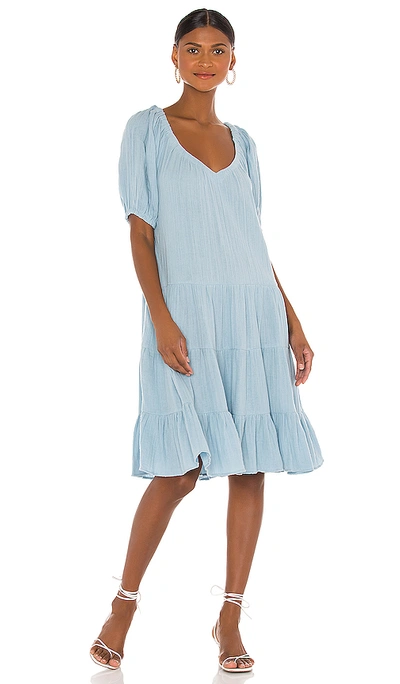 Shop Rebecca Taylor Short Sleeve Double Gauze Dress In Blue Haze